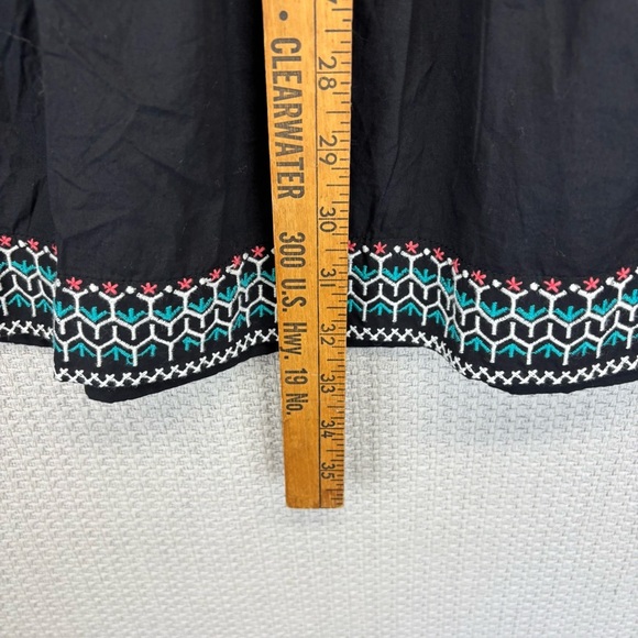 Sundays Mini Black Boho Sleeveless Poplin Dress Women Small Embroidered Belted - Picture 11 of 11